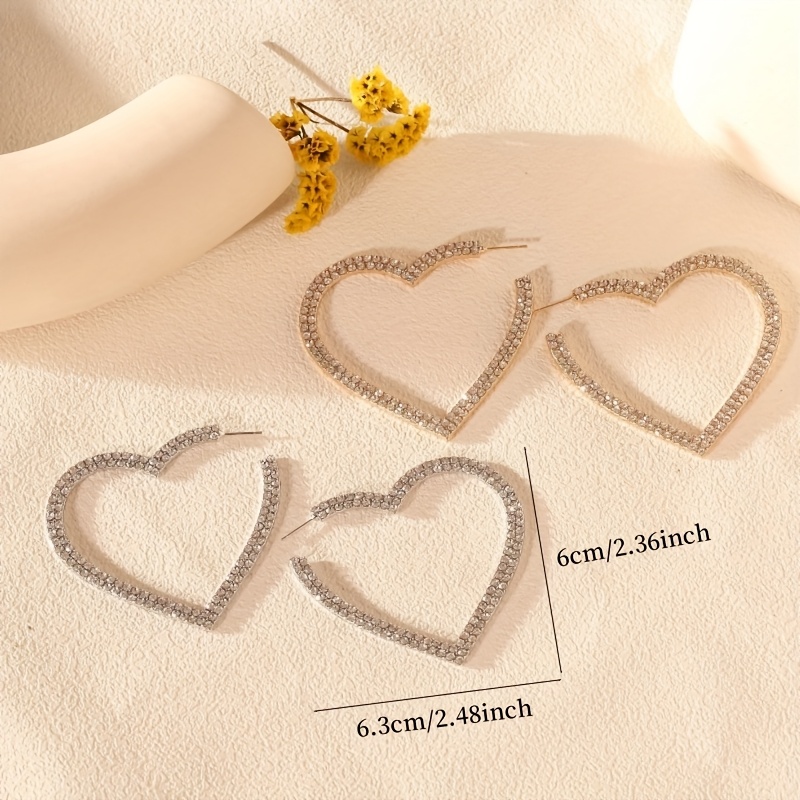 Sparkling Big Heart Earrings for Lady